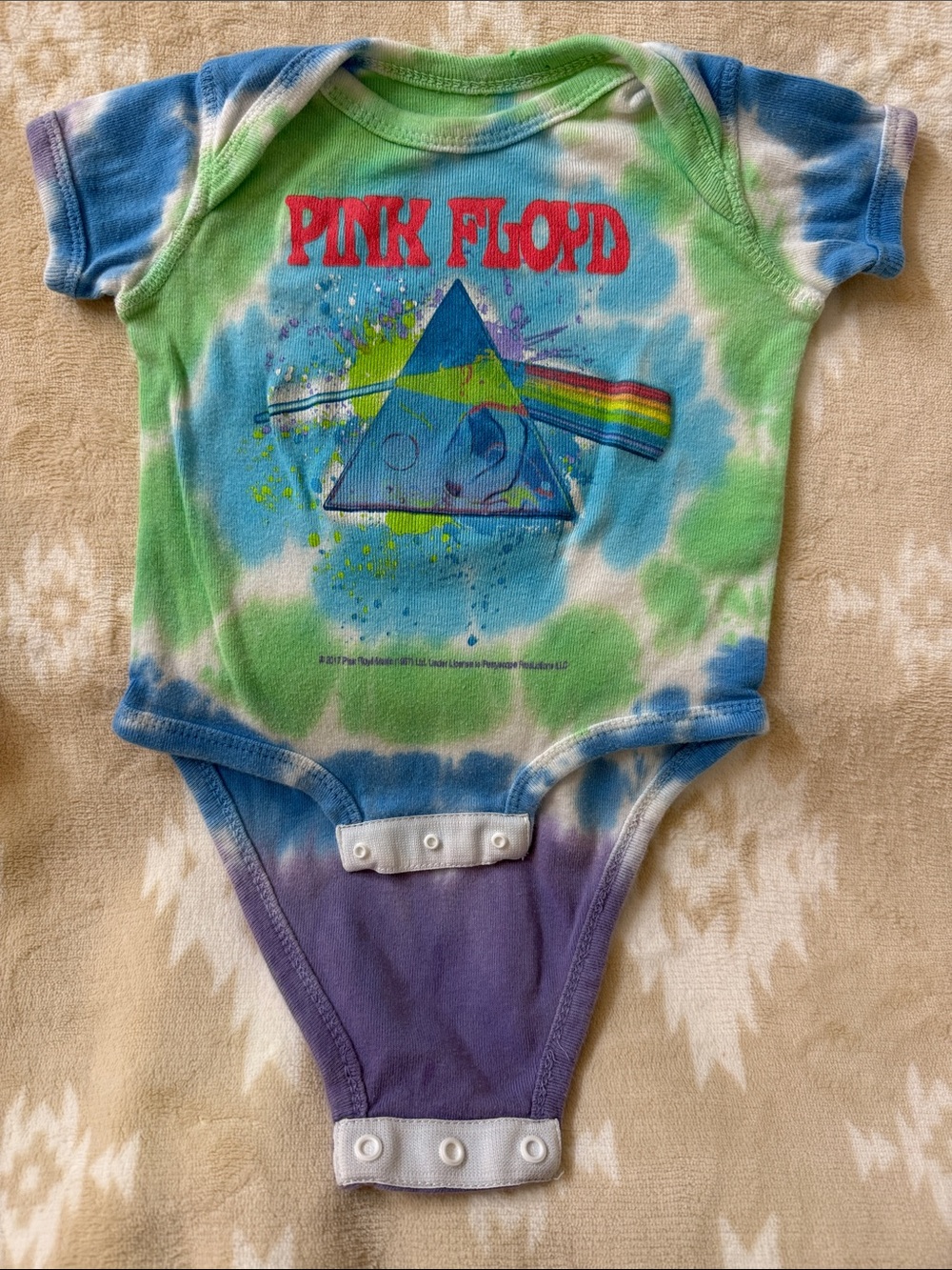 Liquid Blue Tie-Dye Baby Bodysuit in Blue, Green & Purple Onesie 0-6mths